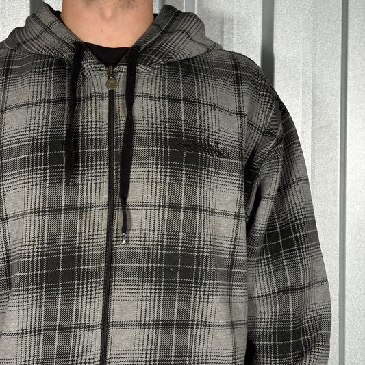 Southpole Black Plaid Hip Hop Y2K Check Zip Hoodie - 2XL