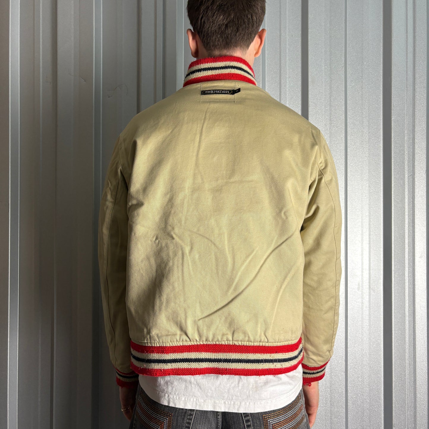 Vintage PNB Nation Wool Varsity Navy Cream Reversible Letterman Jacket - S