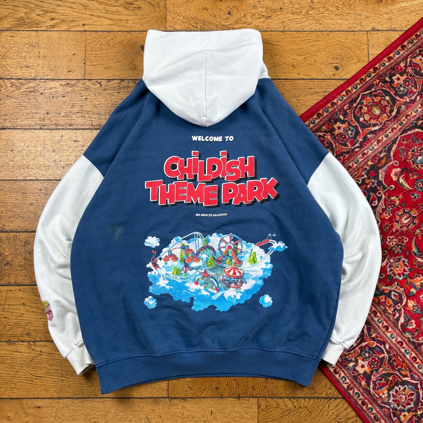 Vintage TGF Childish Blue Embroidered Hoodie Sweatshirt - XL