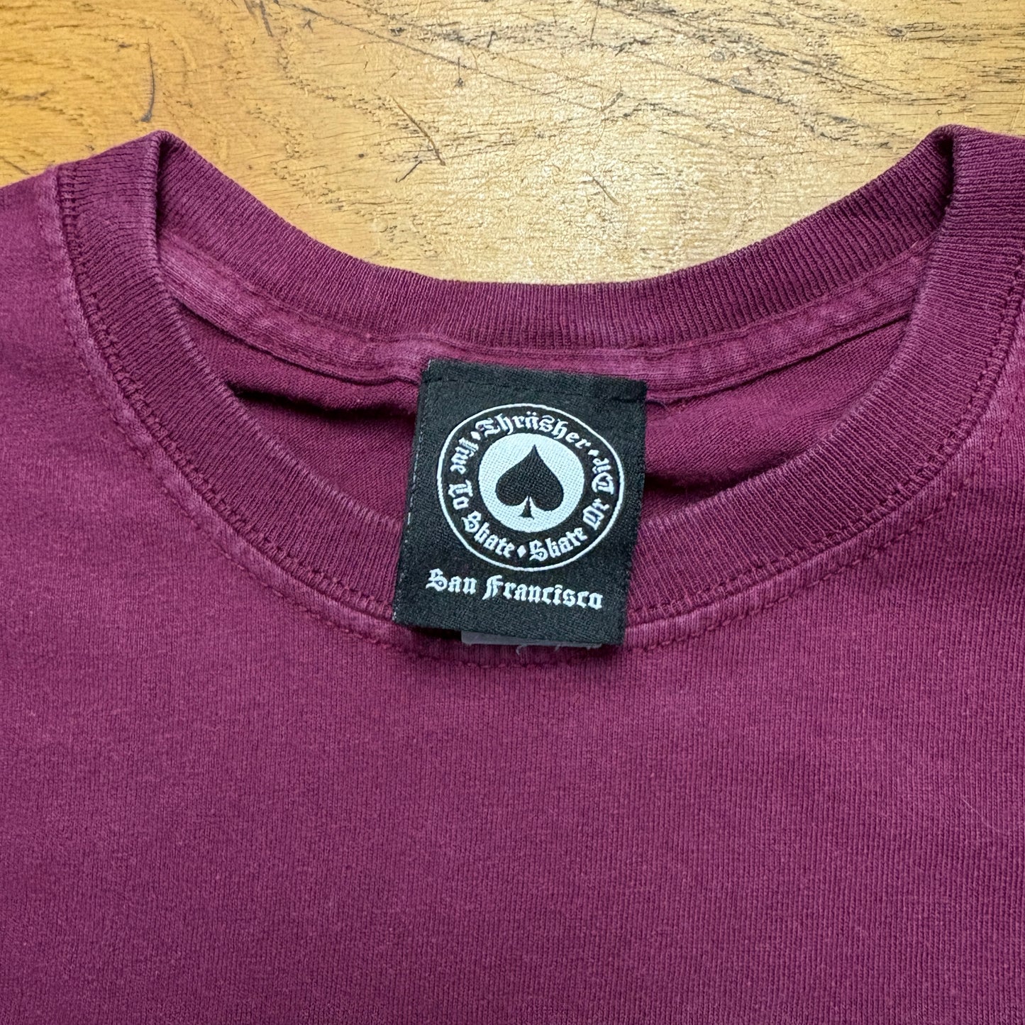 Vintage Thrasher Burgundy Skate Graphic T-Shirt - S