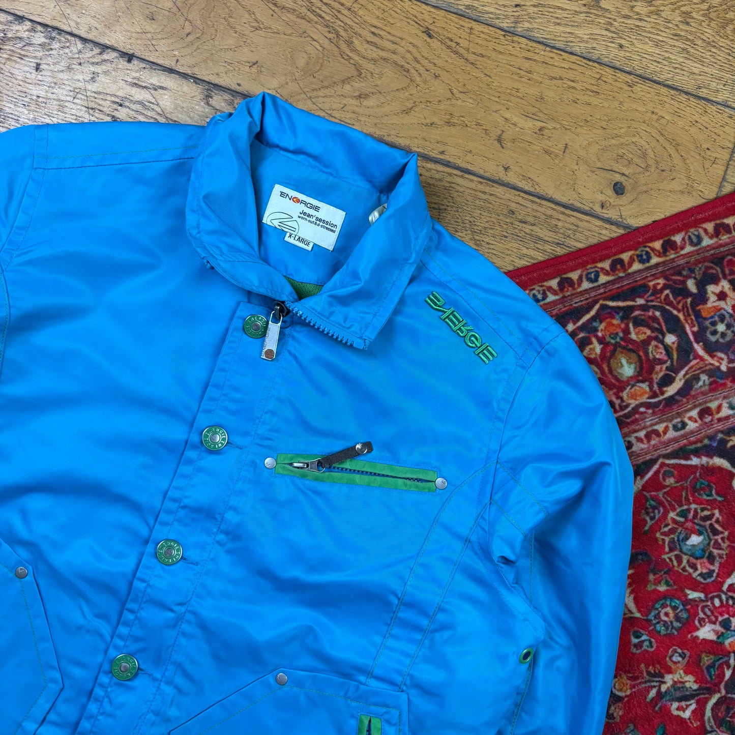 Vintage Energie Blue Skate Nylon Harrington Jacket - XL