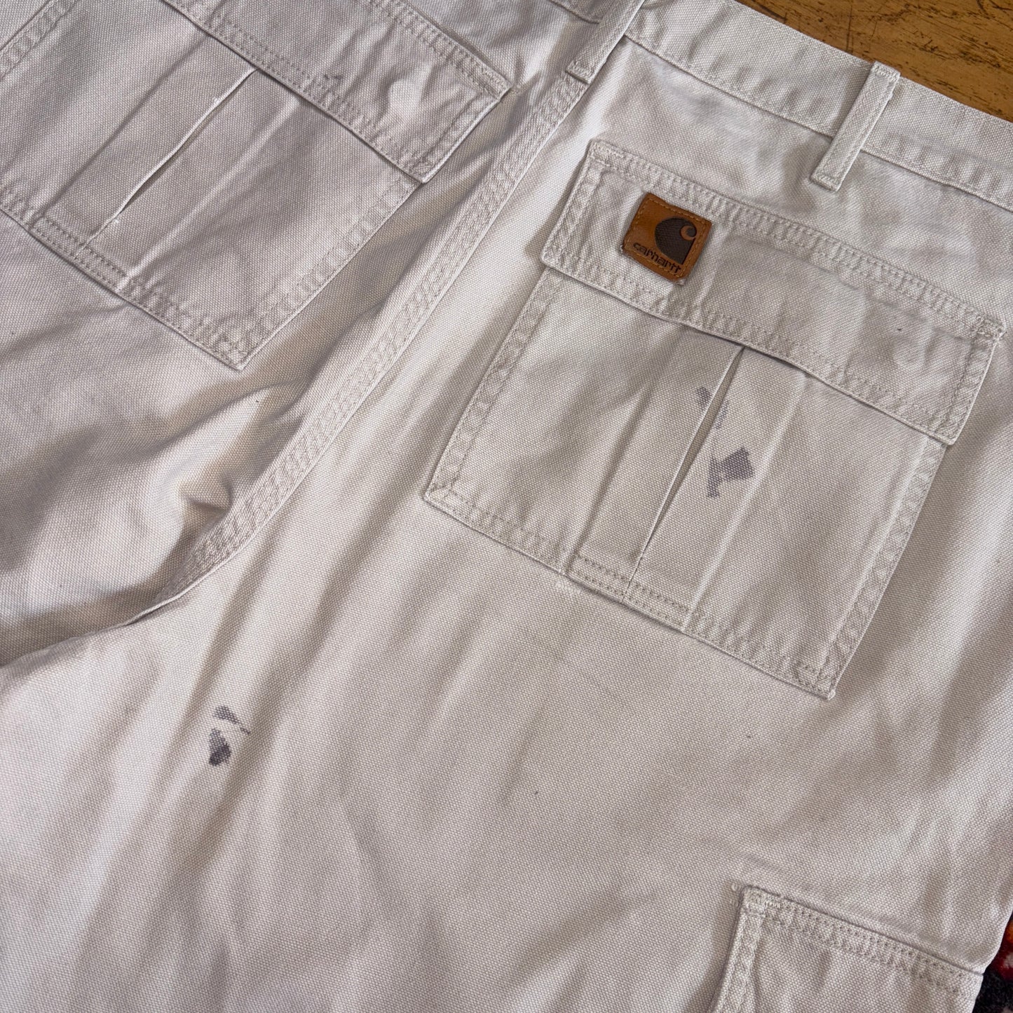 Vintage Carhartt Workwear Cream Baggy Carpenter Shorts - 36
