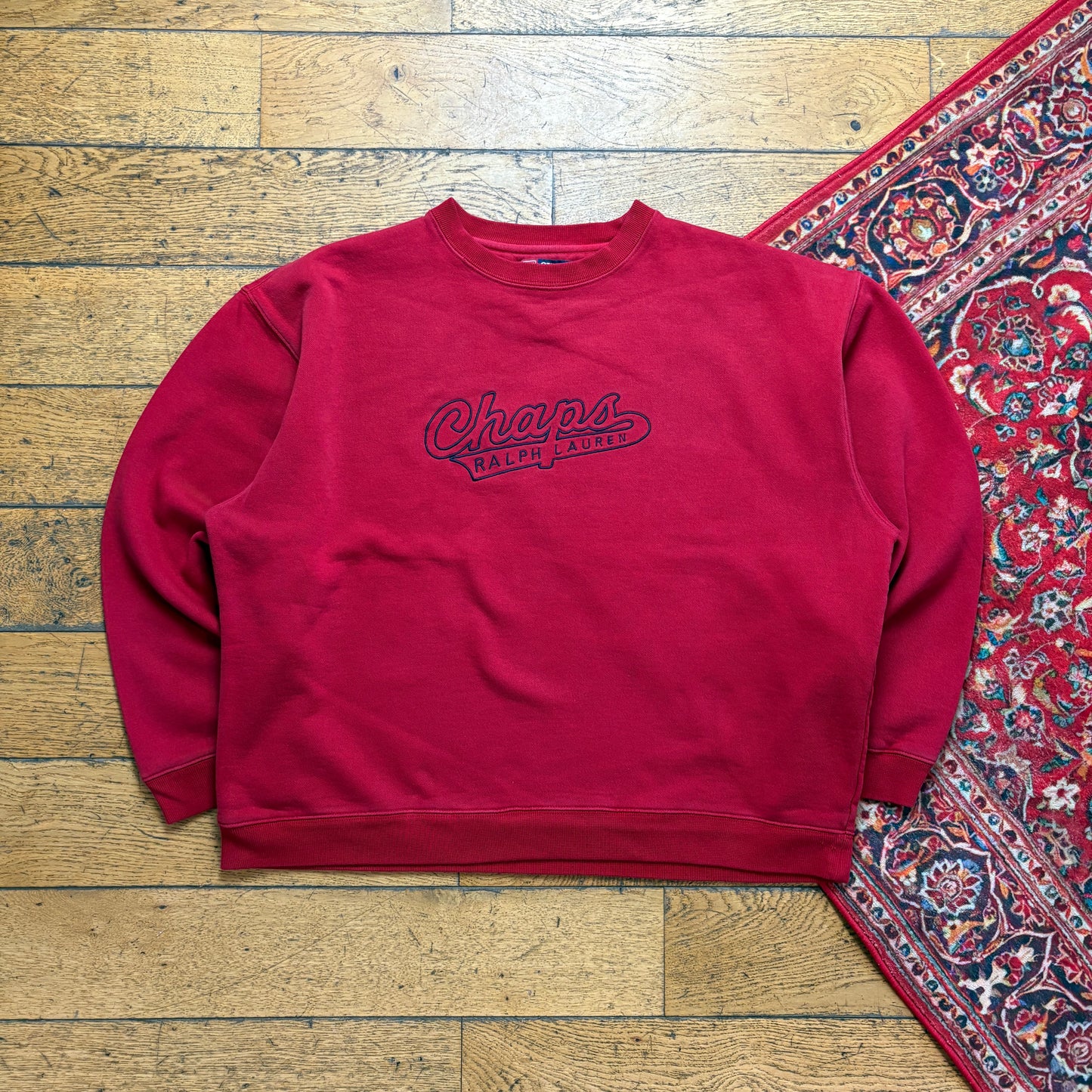 Vintage Chaps Ralph Lauren Red Embroidered Sweatshirt - 2XL