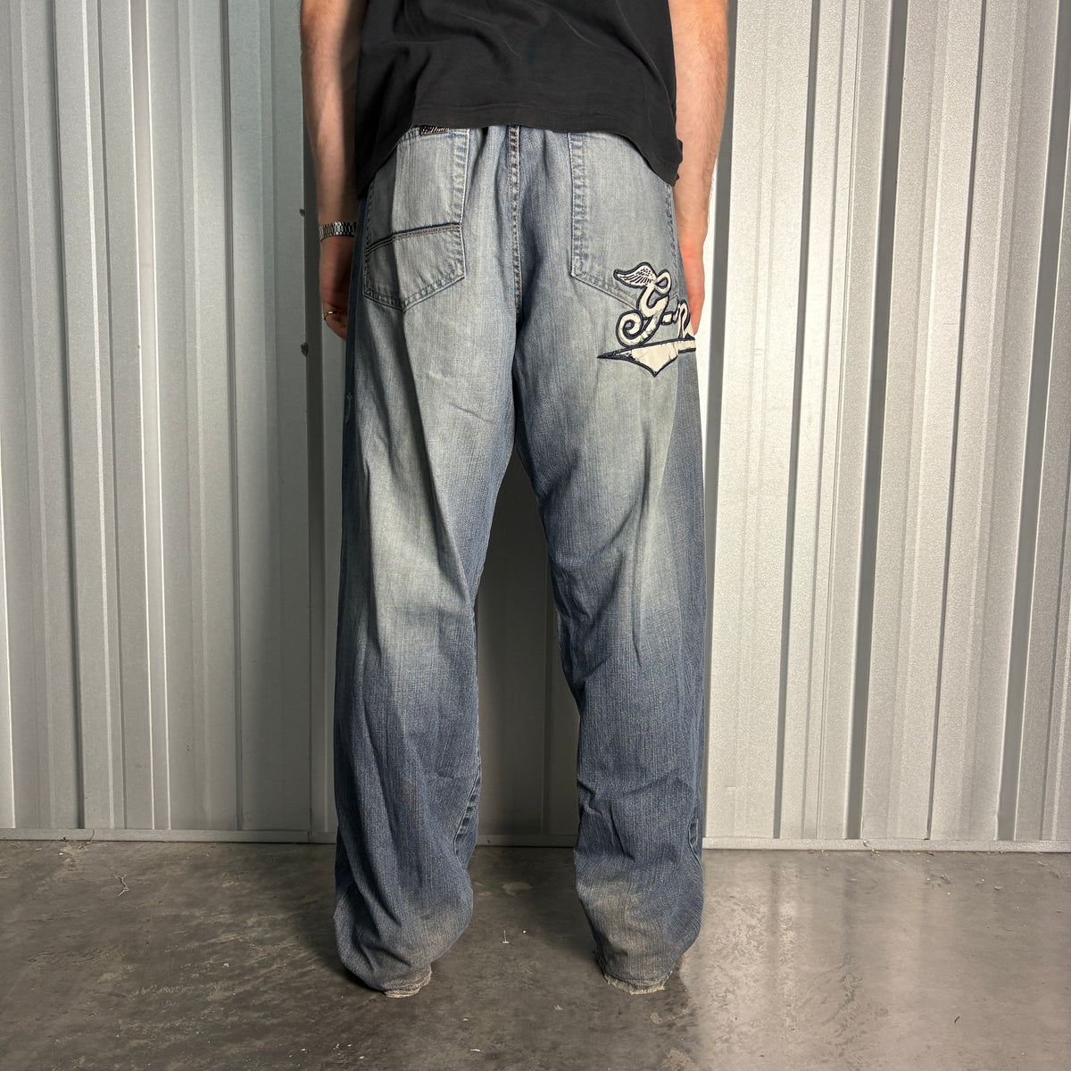 G-Unit Blue Embroidered Japanese Denim Hip Hop Y2K Baggy Jeans - 44L