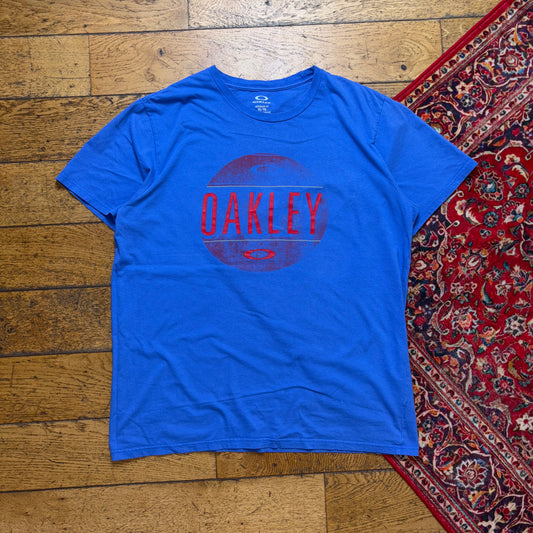 Vintage Oakley Blue Graphic T-Shirt - XL