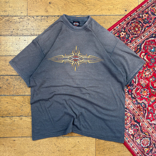 Vintage Harley Davidson Brown Faded Graphic T-Shirt - XL