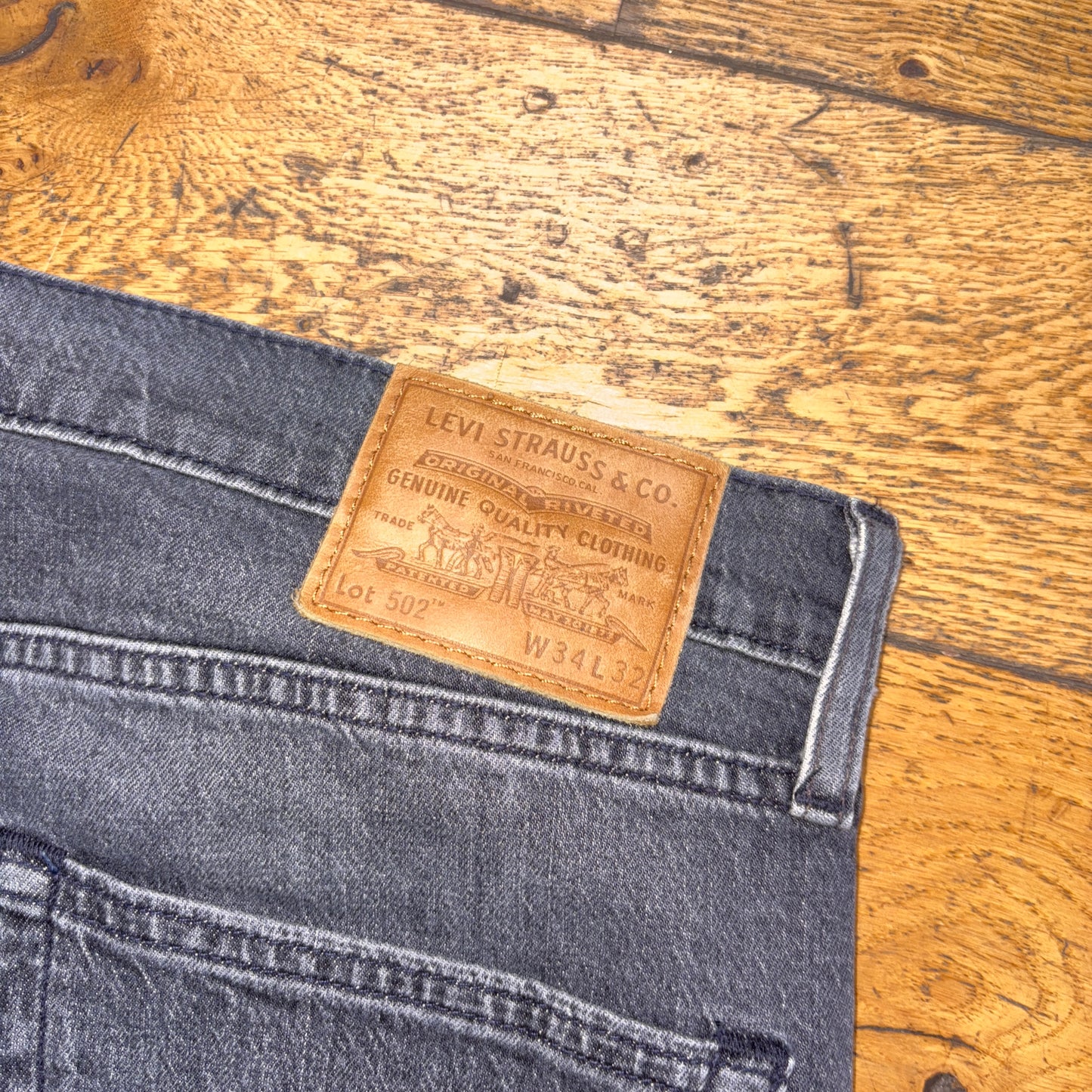 Vintage Levis 502 Straight Grey Denim Jeans - 34R