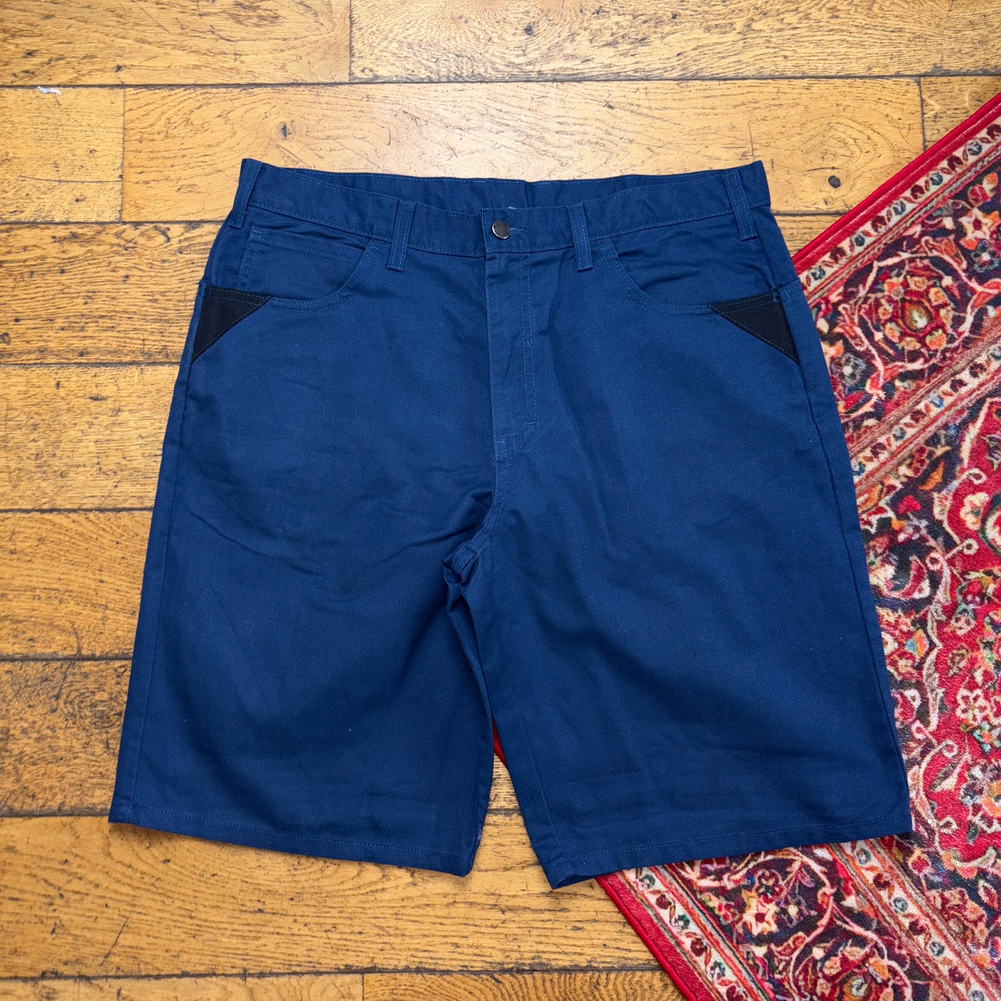 Vintage Dickies Workwear Carpenter Navy Baggy Shorts - 36
