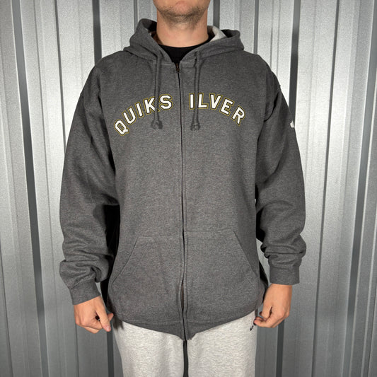 Quiksilver Grey Zip Surfwear Hoodie Sweatshirt - 2XL