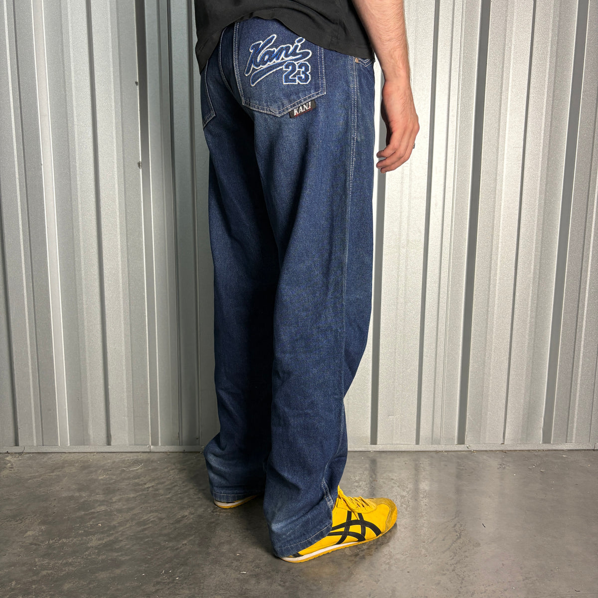 Karl Kani Blue Embroidered Japanese Denim Hip Hop Y2K Baggy Jeans - 31R