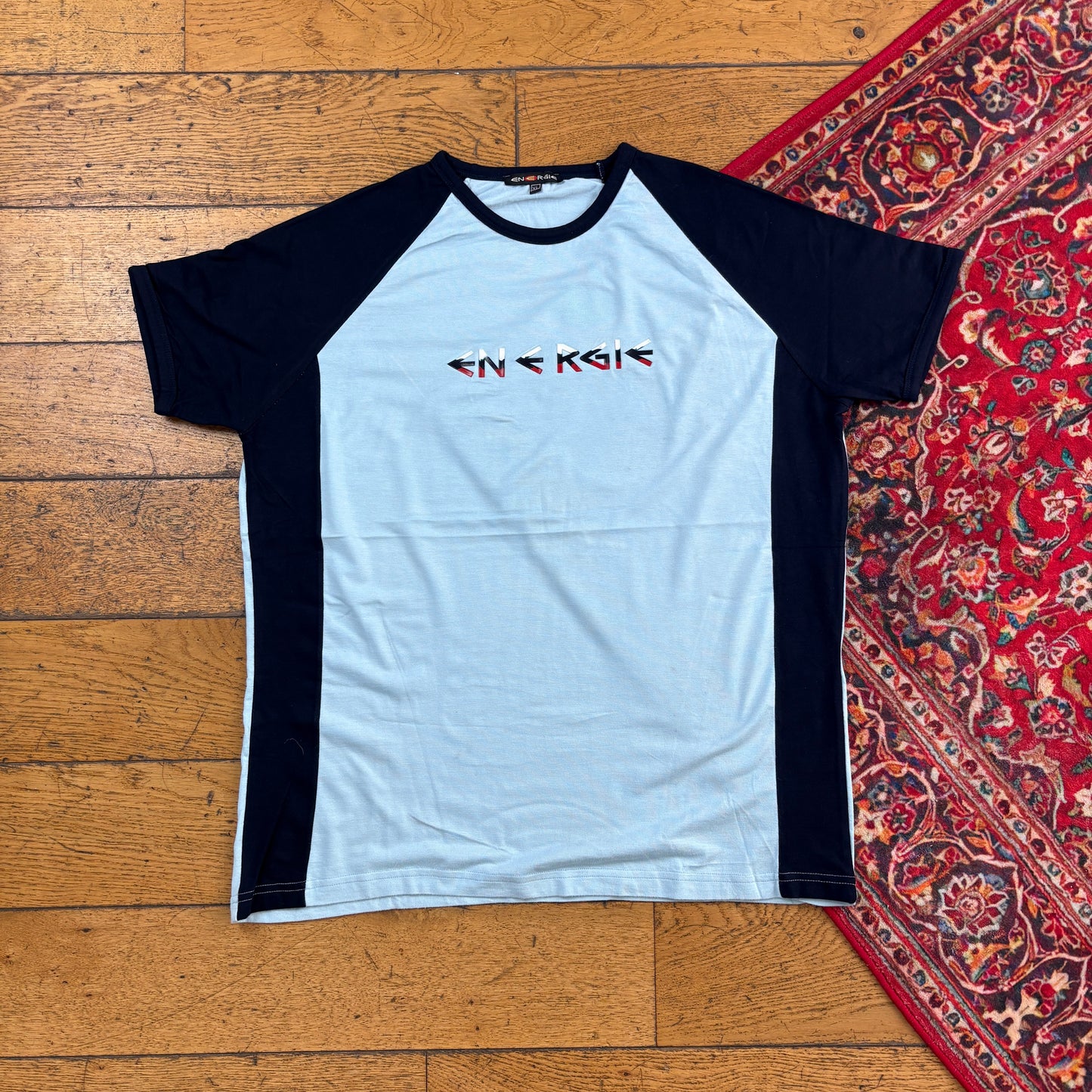 Vintage Energie Blue Raglan Skate Graphic T-Shirt - S