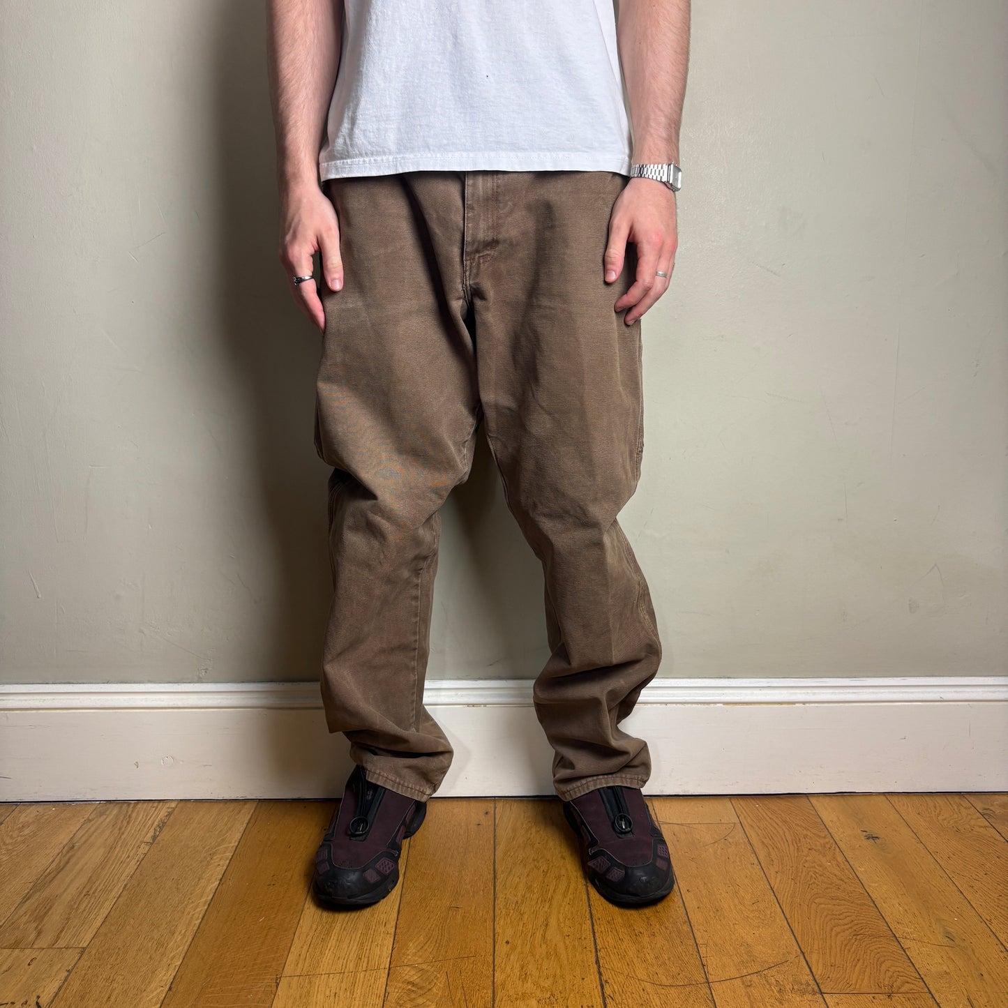 Vintage Dickies Brown Workwear Carpenter Baggy Trousers - 38