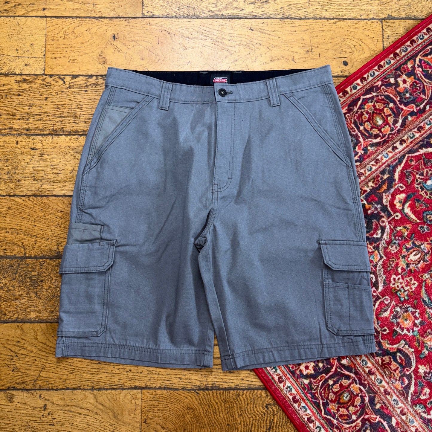 Vintage Dickies Workwear Carpenter Grey Baggy Shorts - 36