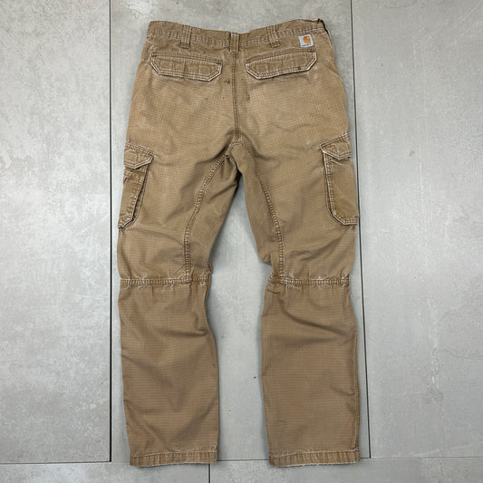 Vintage Carhartt Brown Workwear Carpenter Baggy Cargo Trousers - 34