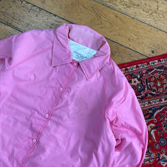 Vintage Pink Womens Nylon Coach Harrington Jacket - XL