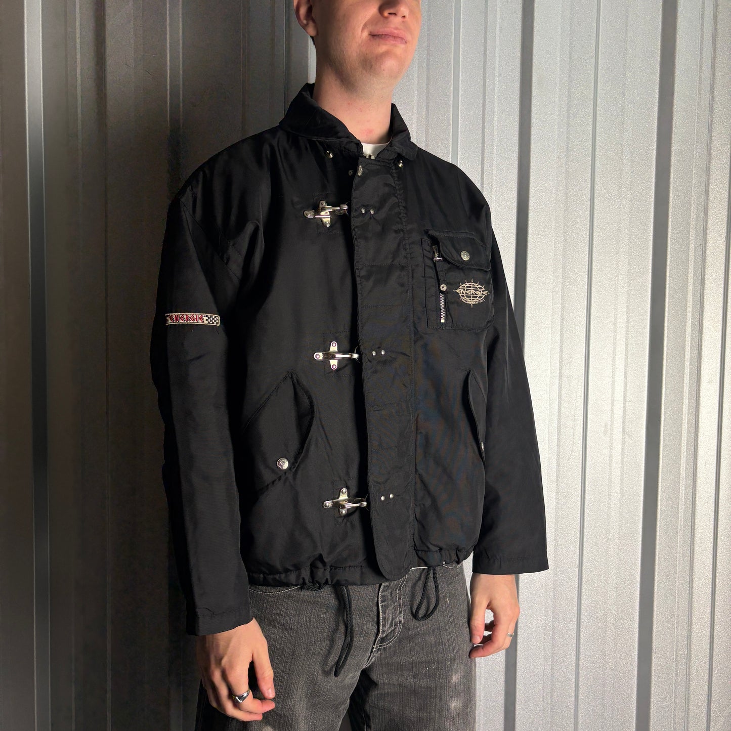 Vintage 90s Energie Fireman Clasp Black Jacket - M