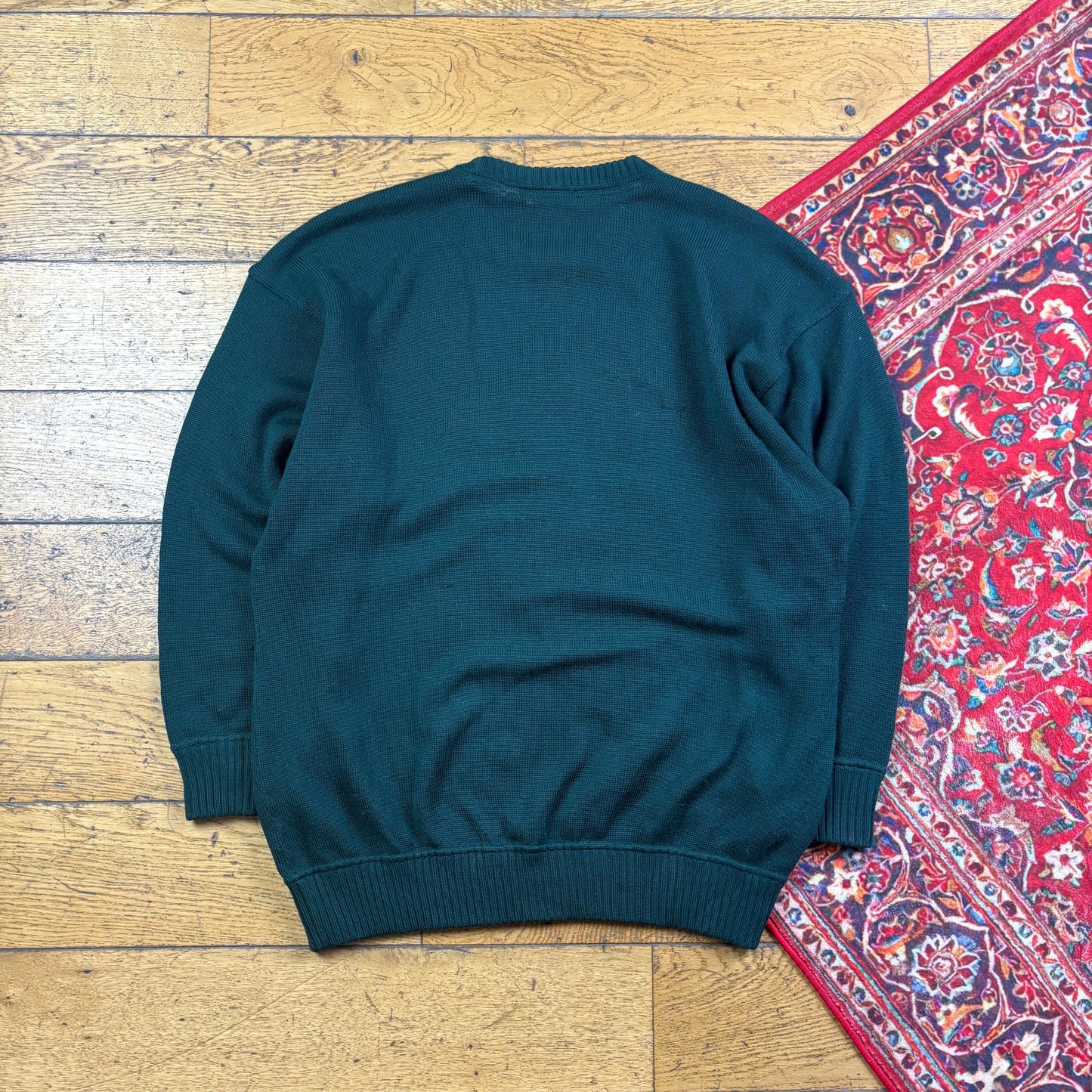 Vintage Paul and Shark Green Embroidered Chunky Knit Jumper - L
