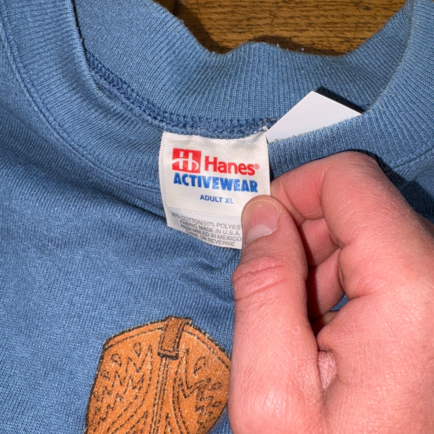 Vintage 90s Cowboy Boots Blue Western Hanes Graphic Sweatshirt - L