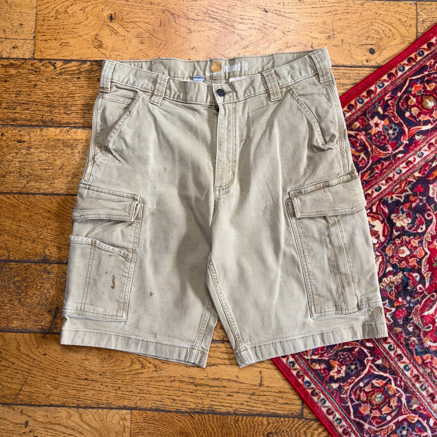 Vintage Carhartt Cream Workwear Baggy Carpenter Shorts - 34