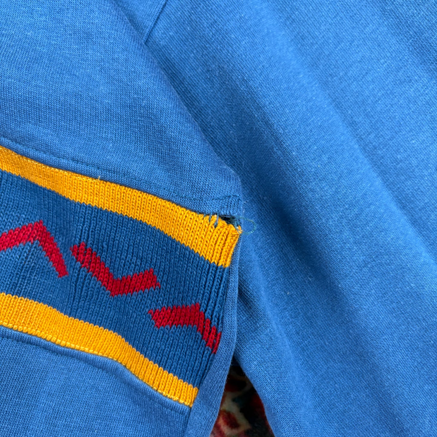 Vintage 90s K-Way Blue Embroidered Rugby Sweatshirt - S