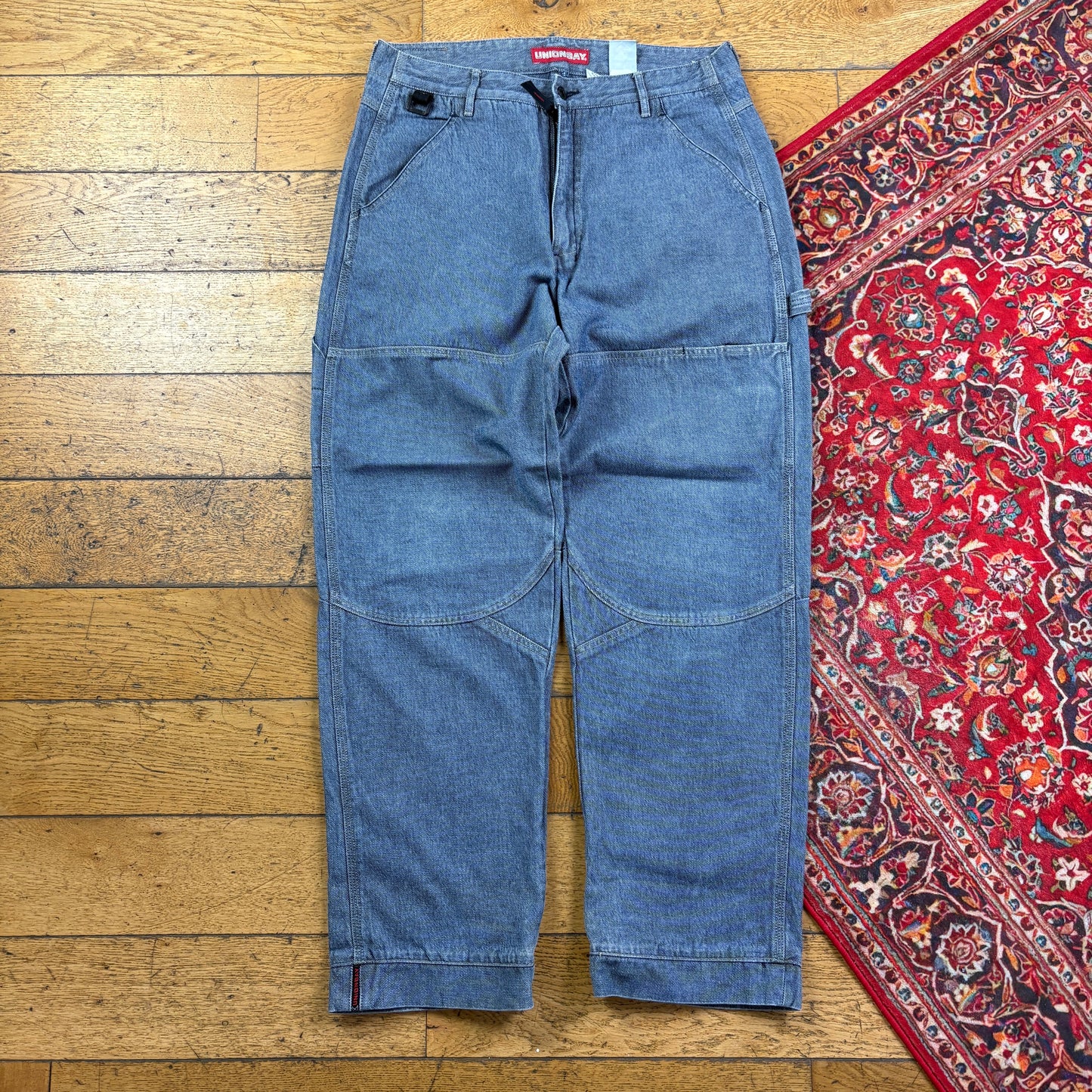 Vintage Blue Carpenter Double Knee Y2K Hip Hop Baggy Jeans - 34