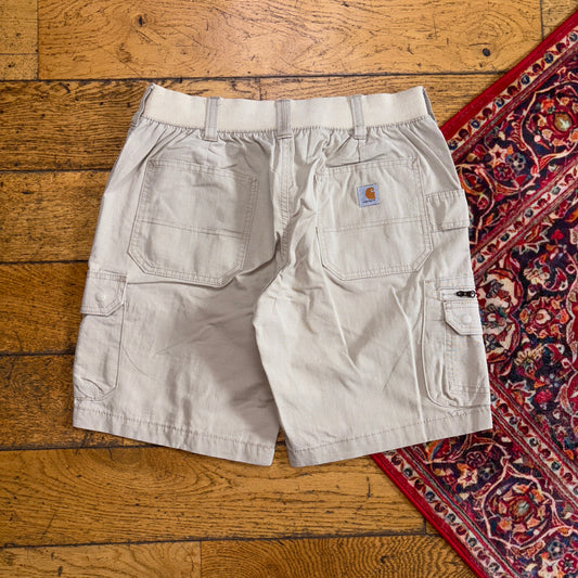 Vintage Carhartt Workwear Cream Womens Baggy Carpenter Shorts - Size 10