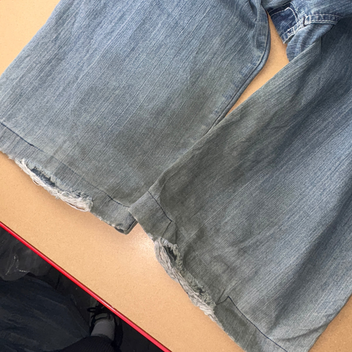 Embroidered Blue Crucifix Japanese Denim Hip Hop Y2K Baggy Jeans - 34S