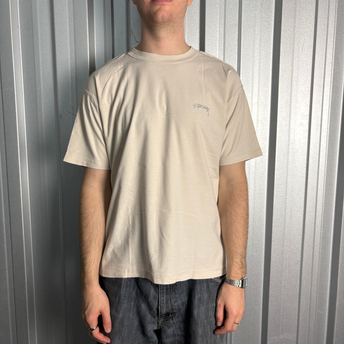 Stussy Exposed Internal Seams Bone Logo T-Shirt - M