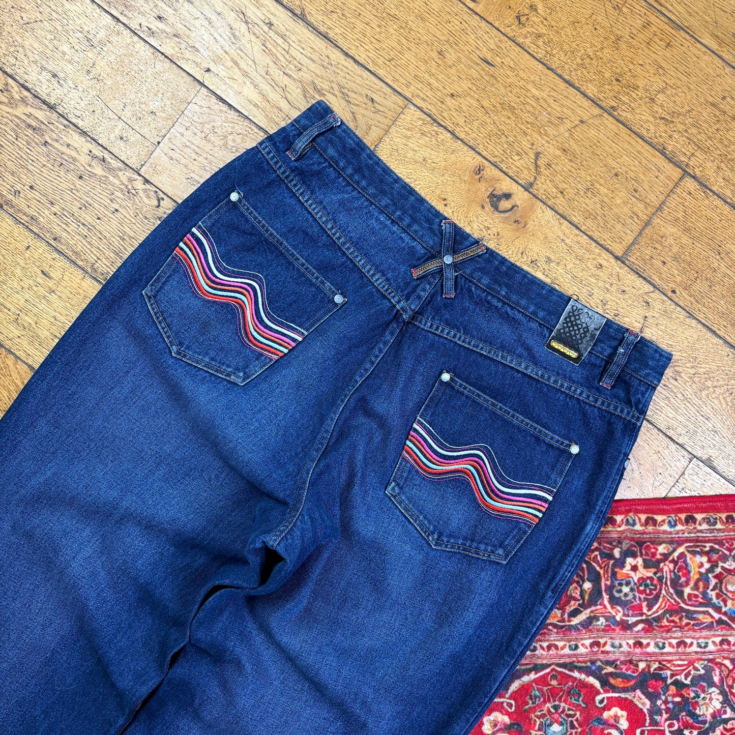 Vintage Coogi Blue Embroidered Y2K Hip Hop Baggy Jeans - 40