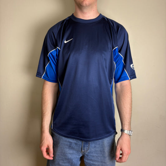 Vintage Nike Navy Swoosh Embroidered Sports T-Shirt - L