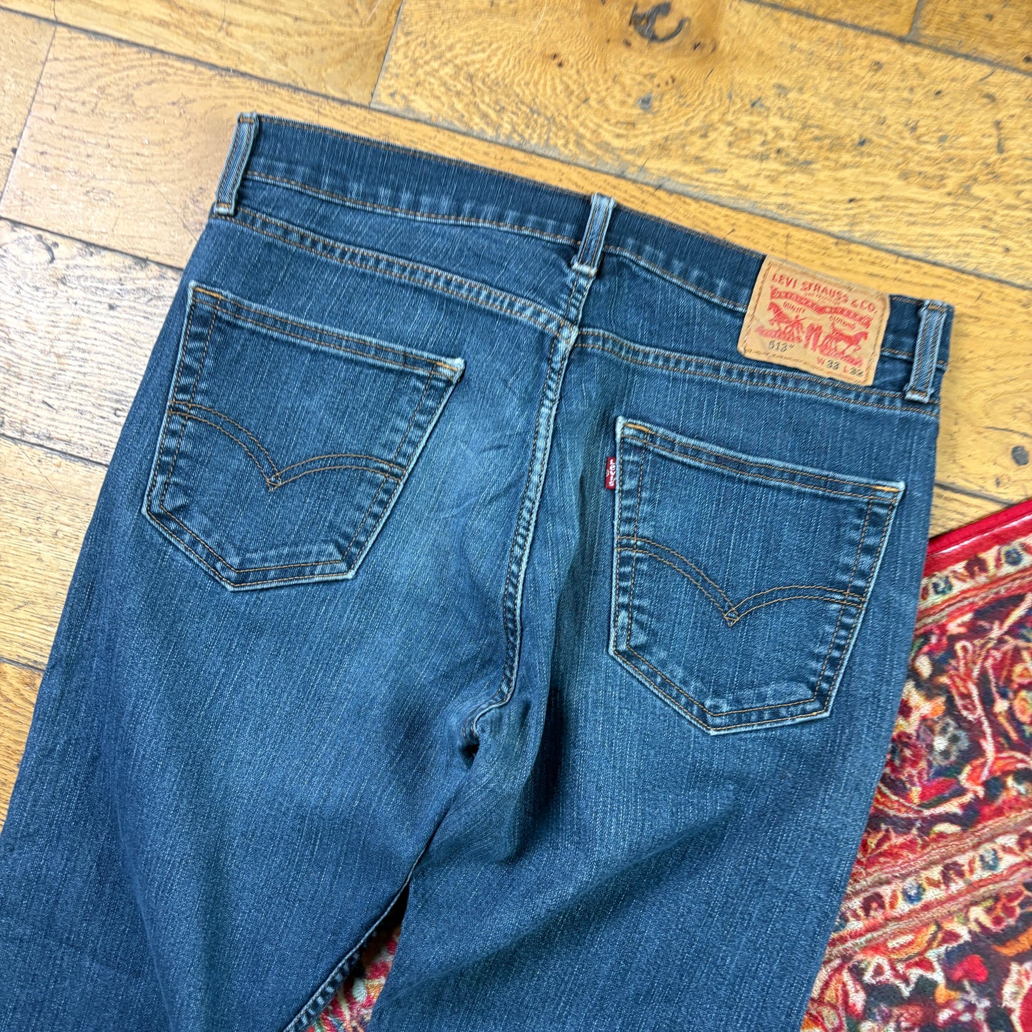 Vintage Levis 513 Straight Blue Denim Jeans - 34