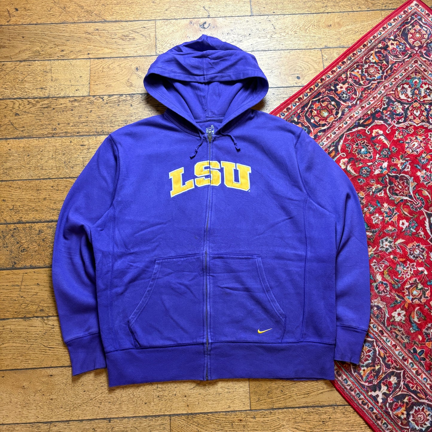 Vintage Nike LSU Purple Zip Embroidered Hoodie Sweatshirt - XL