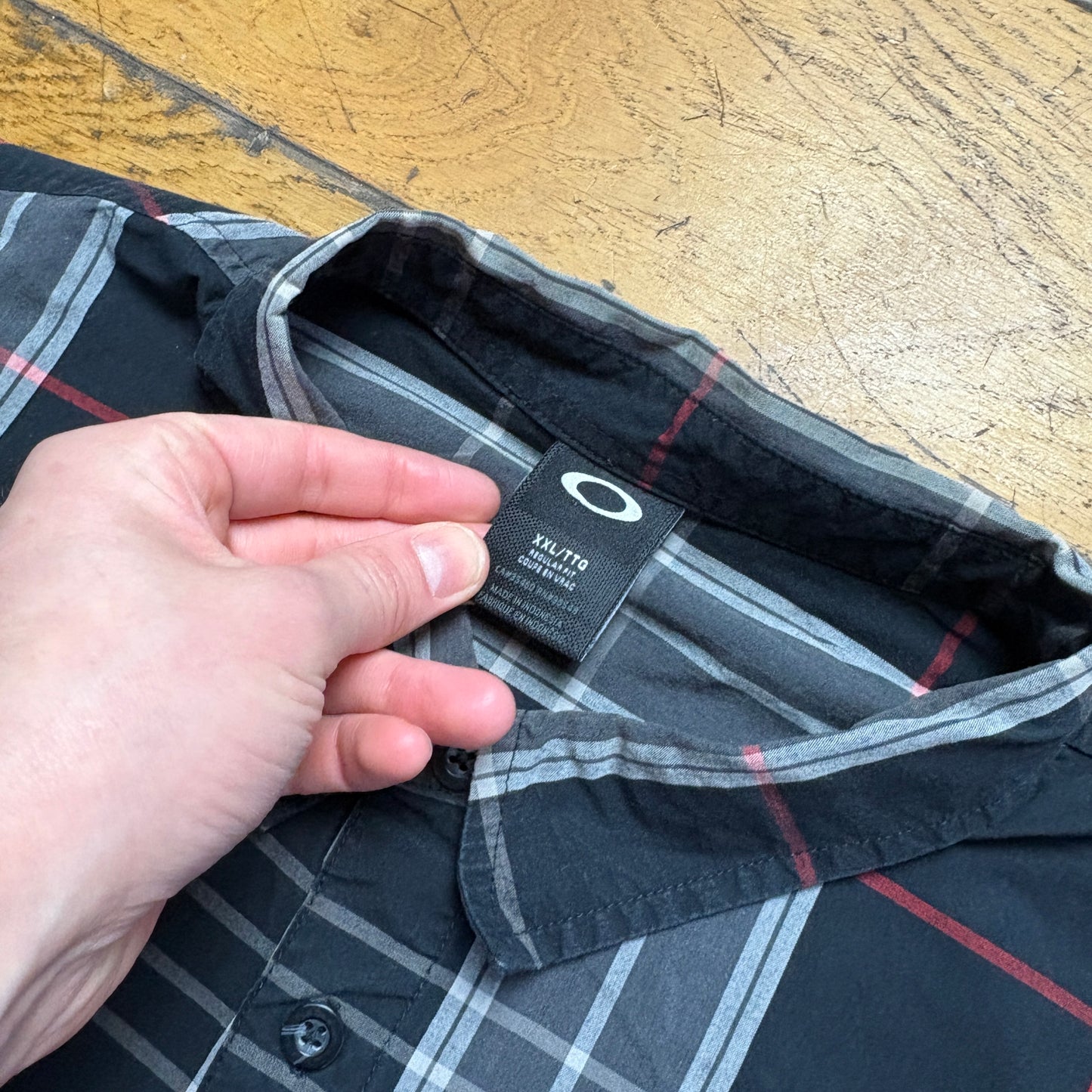 Vintage Oakley Black Check Short Sleeve Shirt - 2XL