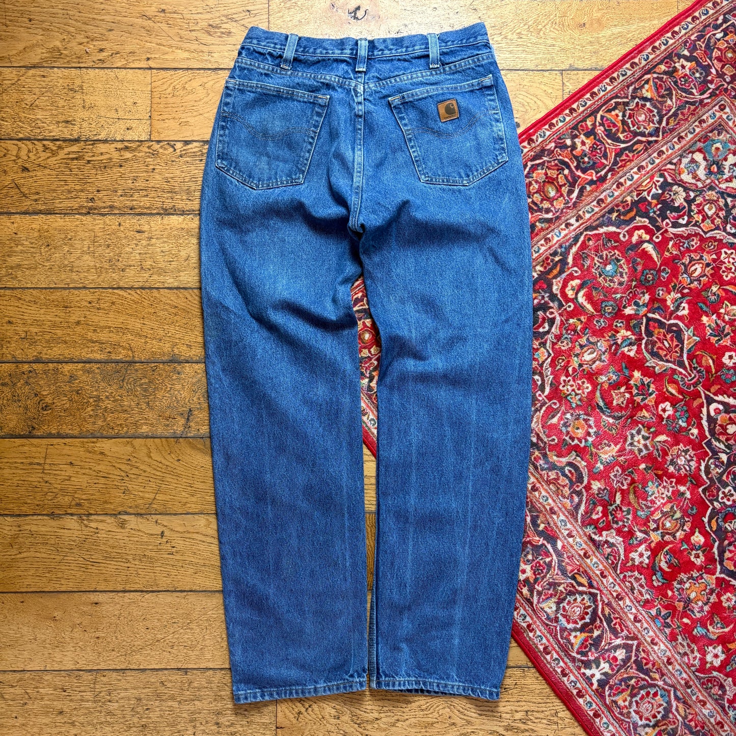 Vintage Carhartt Workwear Carpenter Baggy Blue Jeans - 36L