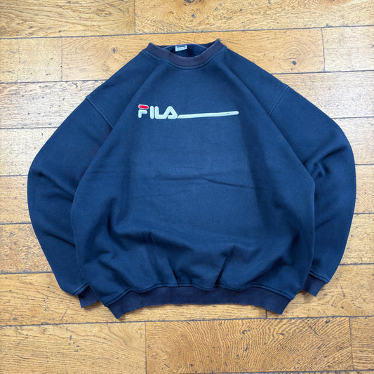 Vintage Fila Navy Embroidered Sweatshirt - XL