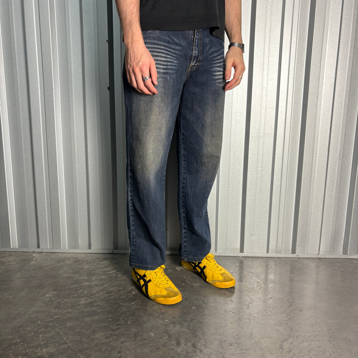 Embroidered Blue Japanese Denim Hip Hop Y2K Baggy Jeans - 32S
