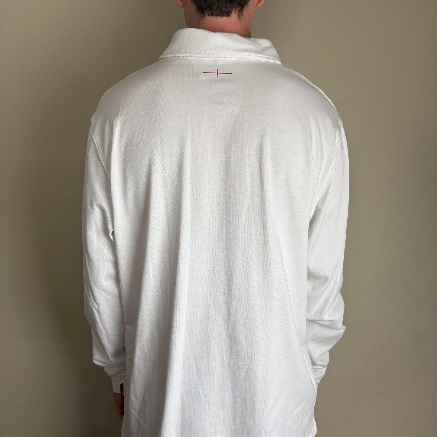 Vintage England Rugby Long Sleeve Umbro White Rugby Polo Shirt - 3XL