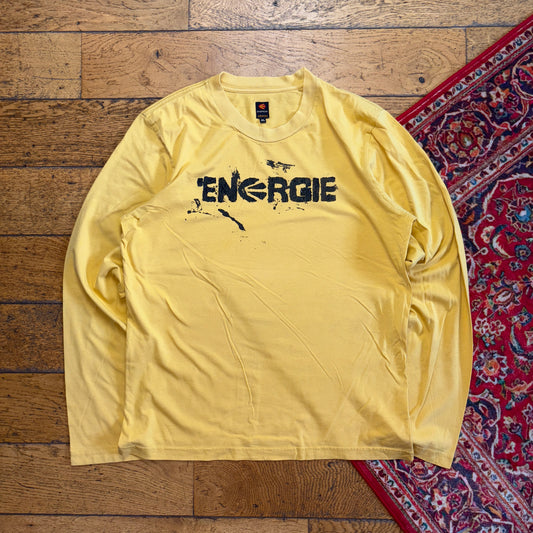 Vintage Energie Yellow Long Sleeve Skate Graphic T-Shirt - S