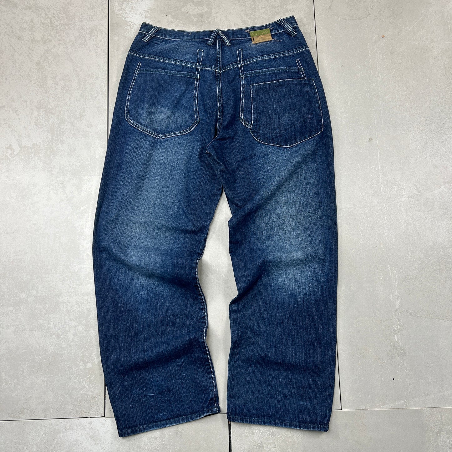 Vintage Rocawear Blue Embroidered Hip Hop Baggy Jeans - 36