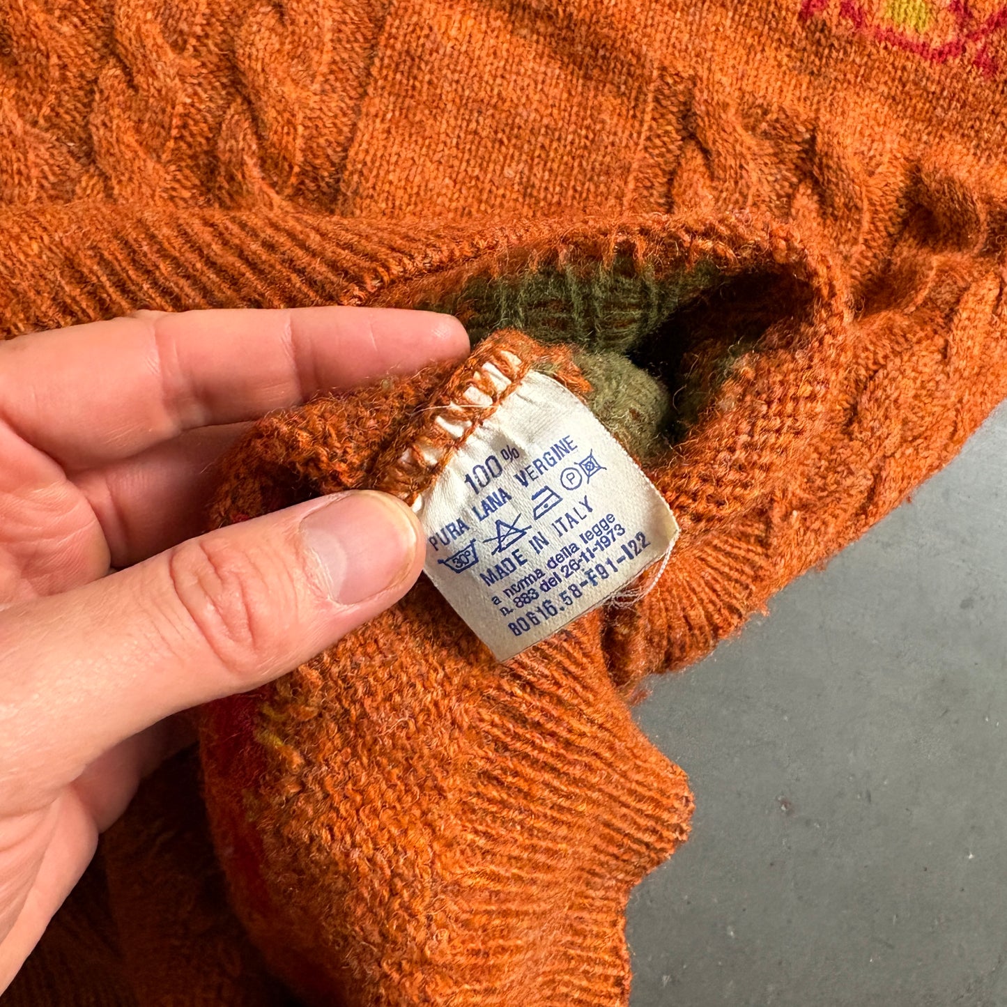 Vintage 90s Levis Orange Pattern Wool Chunky Knit Jumper - S