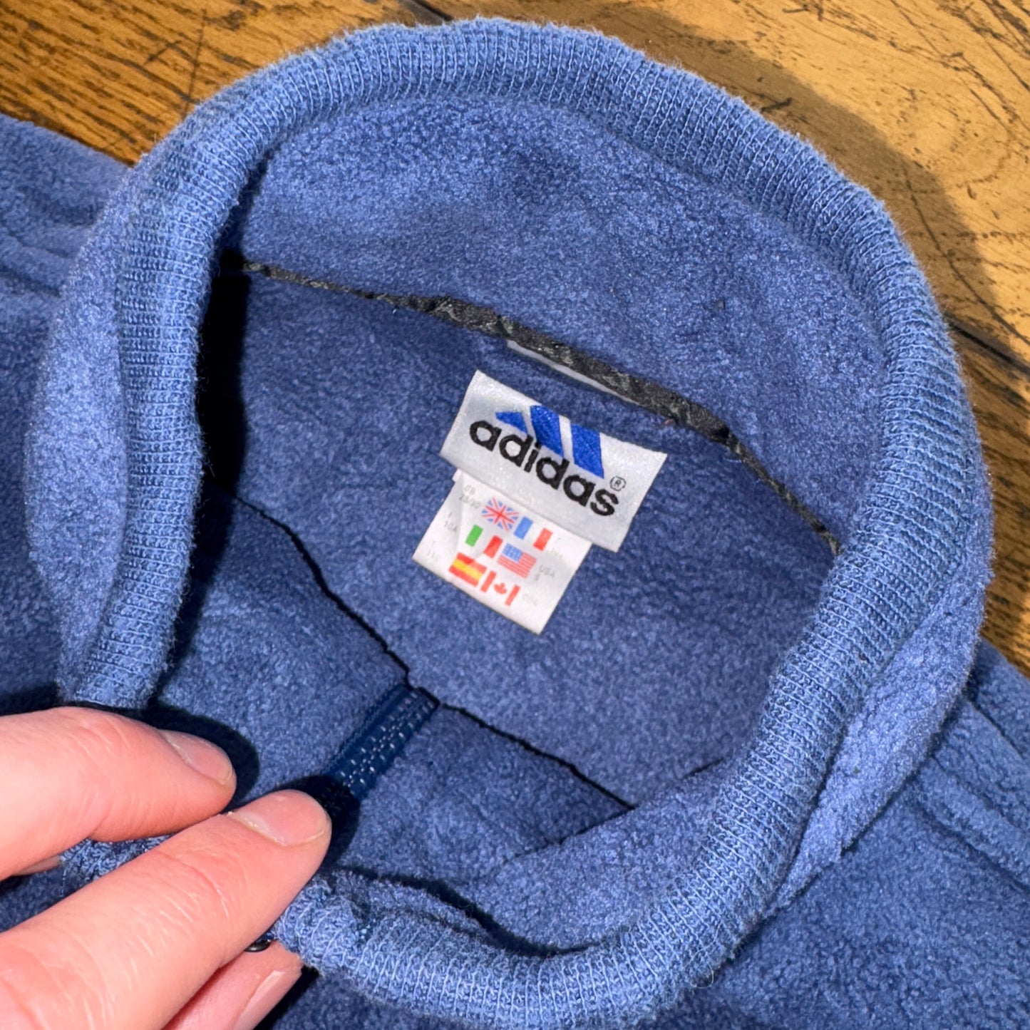 Vintage 90s Adidas Blue Embroidered Womens Fleece Sweatshirt - S