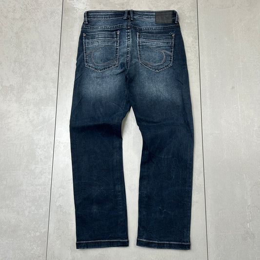 Vintage Embroidered Hip Hop Baggy Blue Jeans - 33