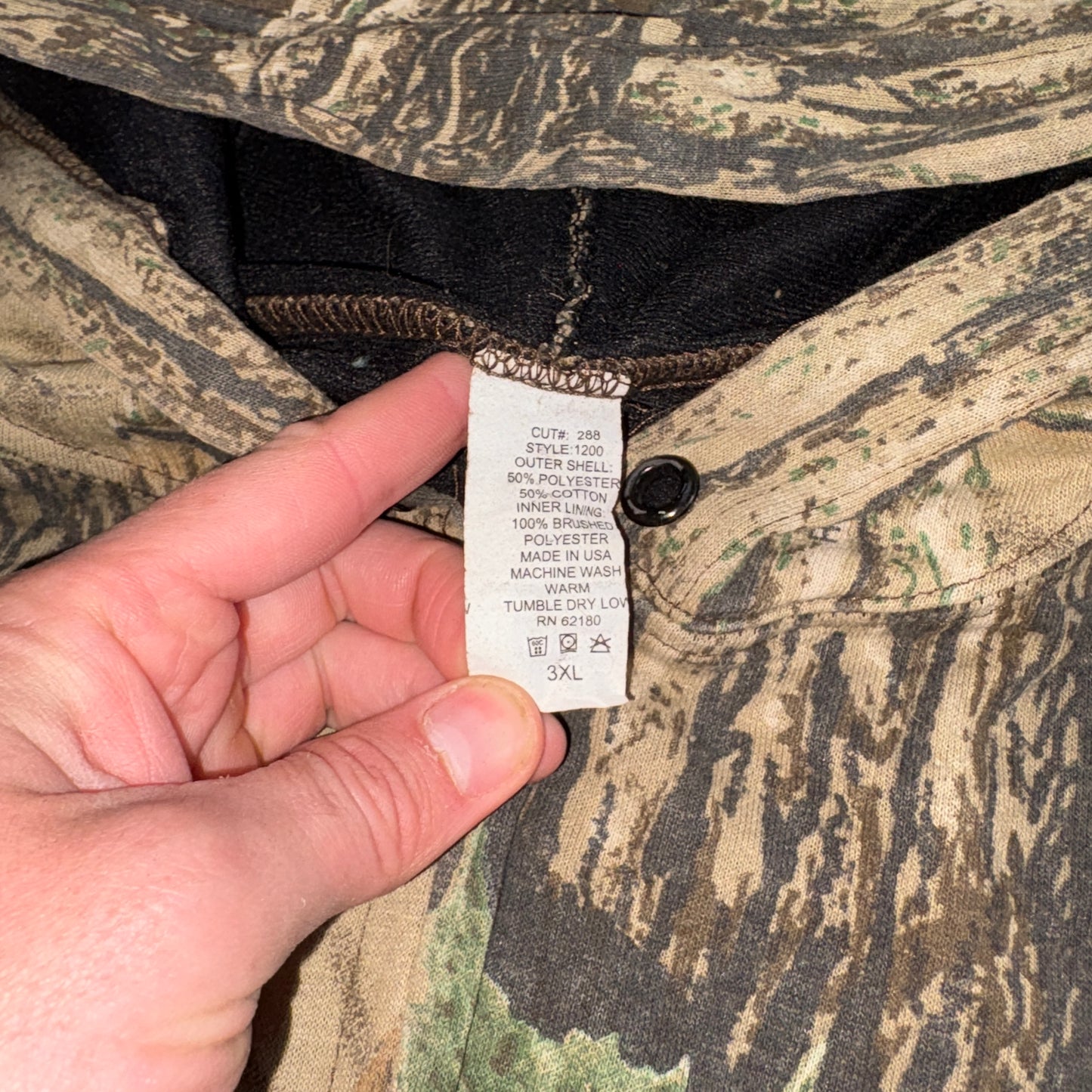 Vintage Realtree Camo Green Zip Hoodie Sweatshirt - 3XL