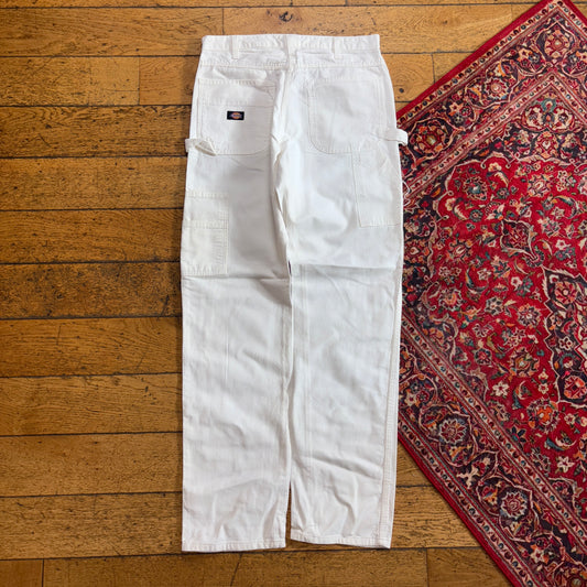 Vintage Dickies Workwear Carpenter White Baggy Trousers - 32L