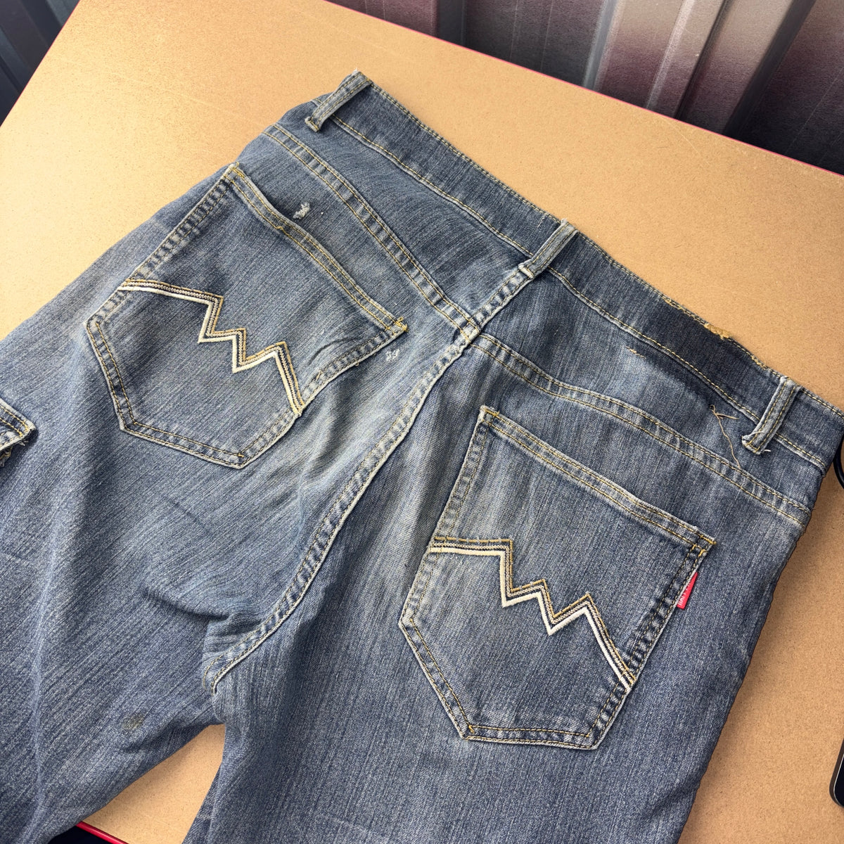 Embroidered Blue Japanese Denim Hip Hop Y2K Baggy Jeans - 34R
