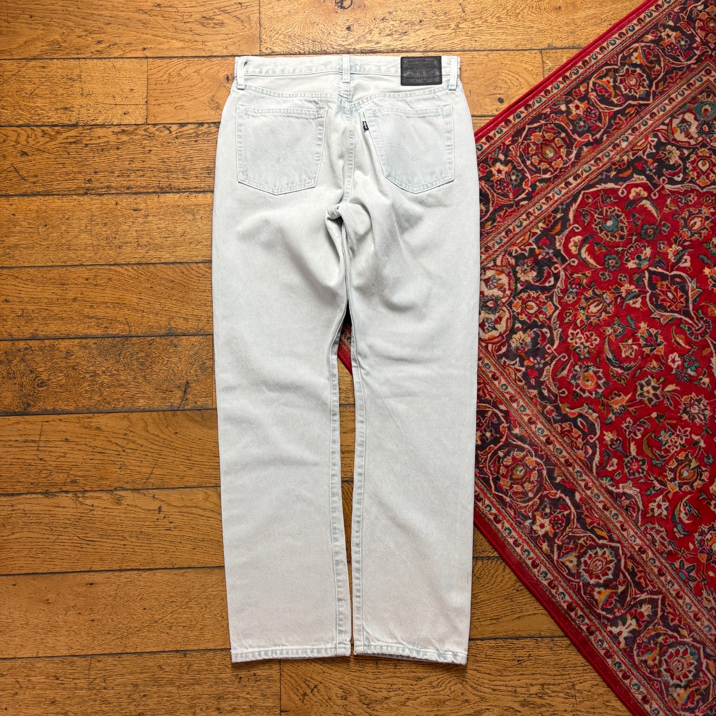 Vintage Levis 501 Straight White Light Blue Denim Jeans - 30S
