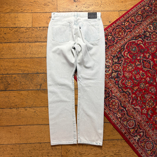 Vintage Levis 501 Straight White Light Blue Denim Jeans - 30S