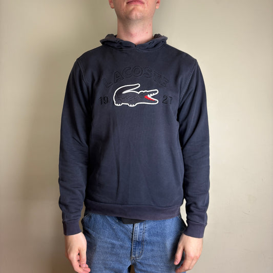 Vintage Lacoste Embroidered Navy Hoodie Sweatshirt - S