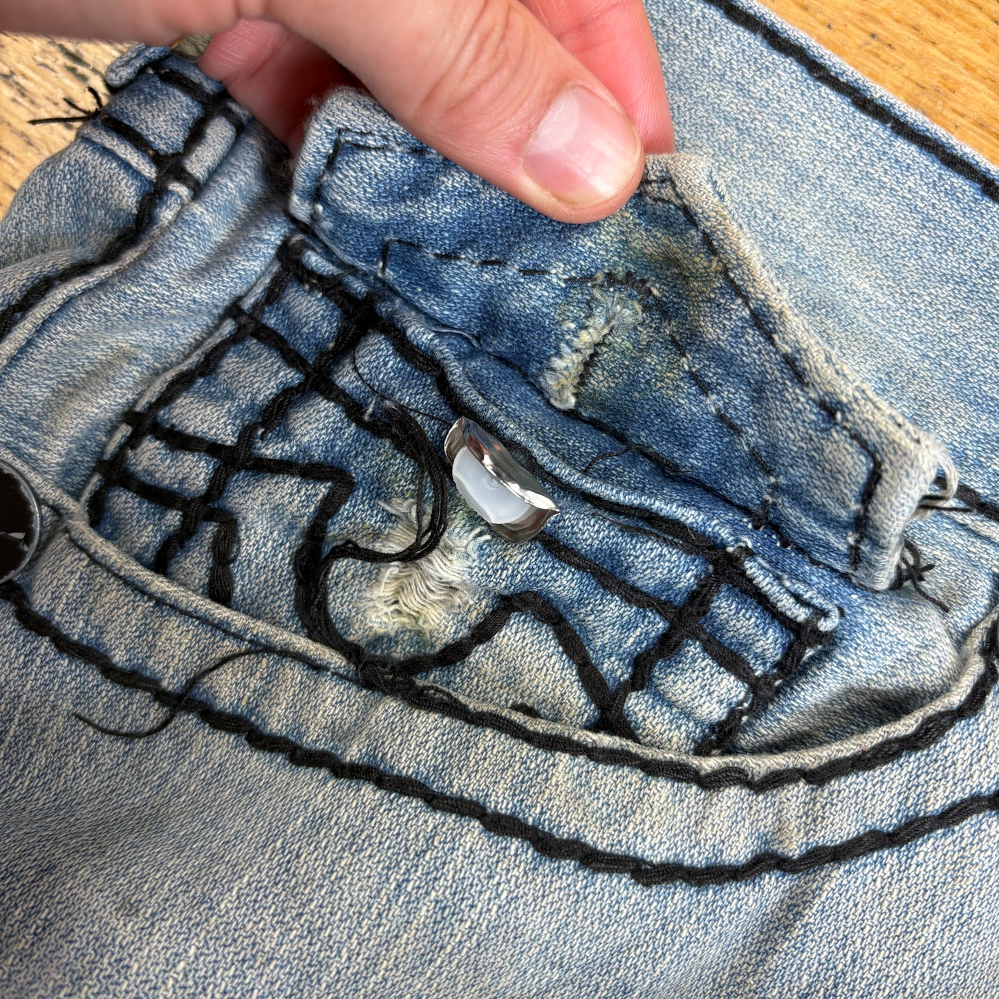 Vintage True Religion Blue Embroidered Y2K Shorts Jorts - 40