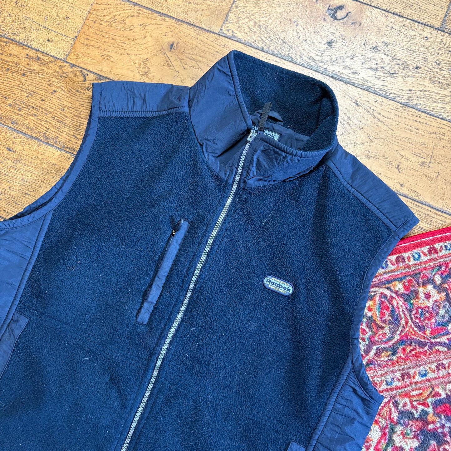 Vintage Reebok Navy Fleece Zip Gilet Vest - L